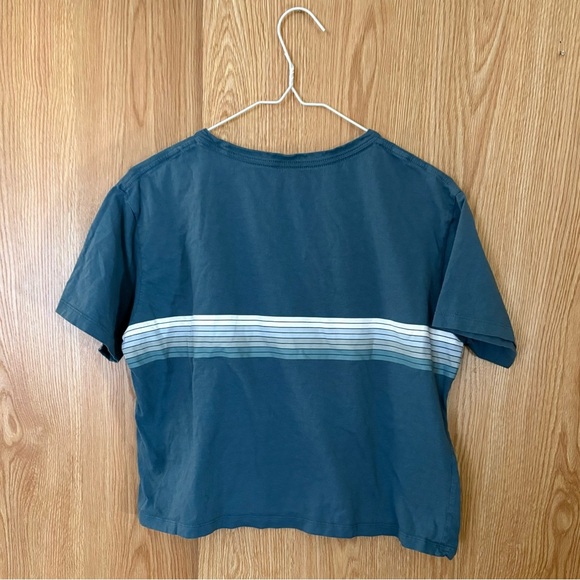 Patagonia Teal Wave Graphic Crew Neck Oversized Cropped Tee Top - Picture 3 of 5